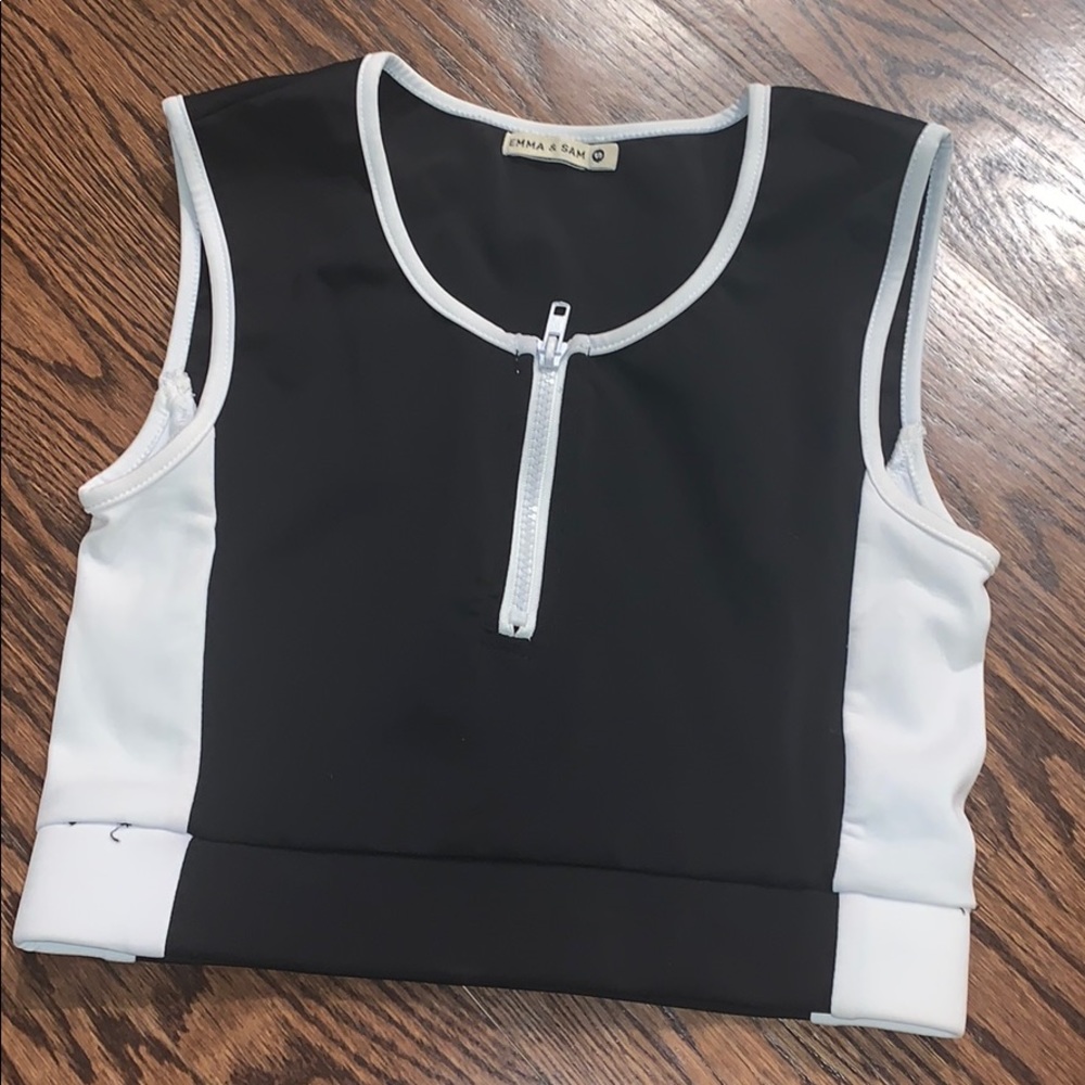 LF Emma & Sam neoprene front-zip crop top